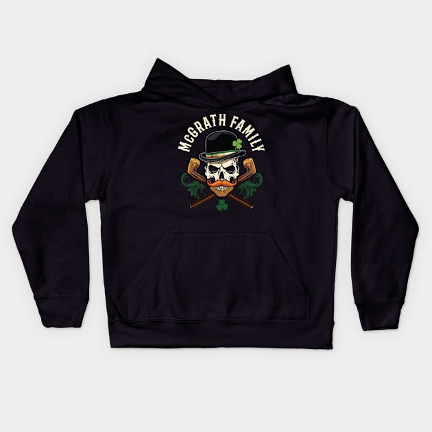 McGrath Family Irish Skull with Shillelagh and Shamrock Kids Hoodie by Celtic Folk